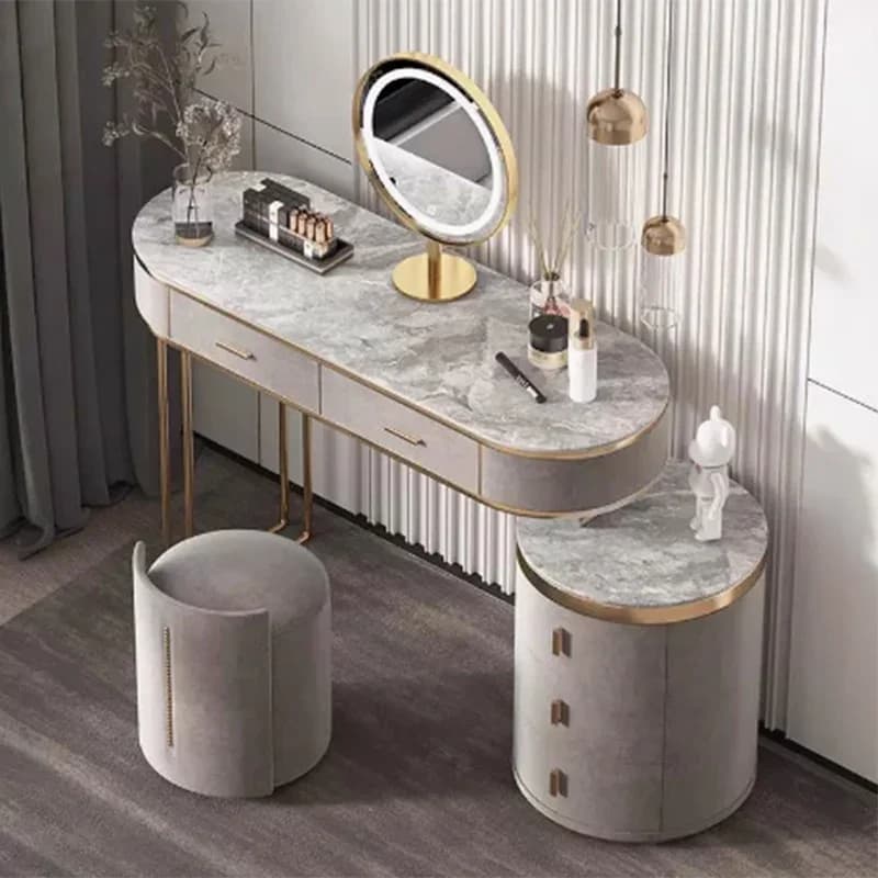 Toeletta di Lusso per Camera da Letto con Specchio, Tavolo da Toilette Moderno per Bagno, Mobile Portagioie, Mobili Trendy per Camera da Letto