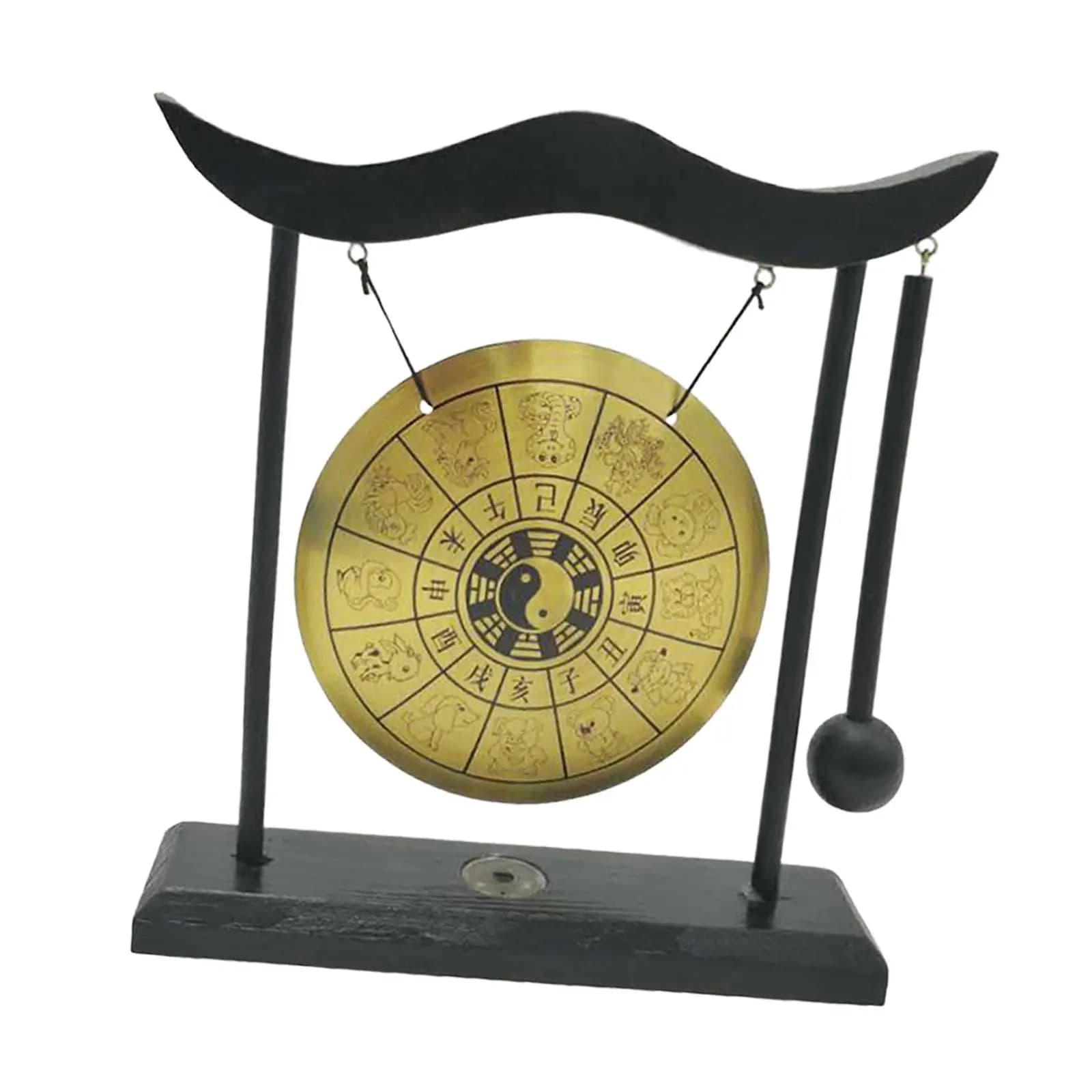Gong Ornament Brass Feng Shui Desktop Gong Wind Chime Traditional Gong Adornment