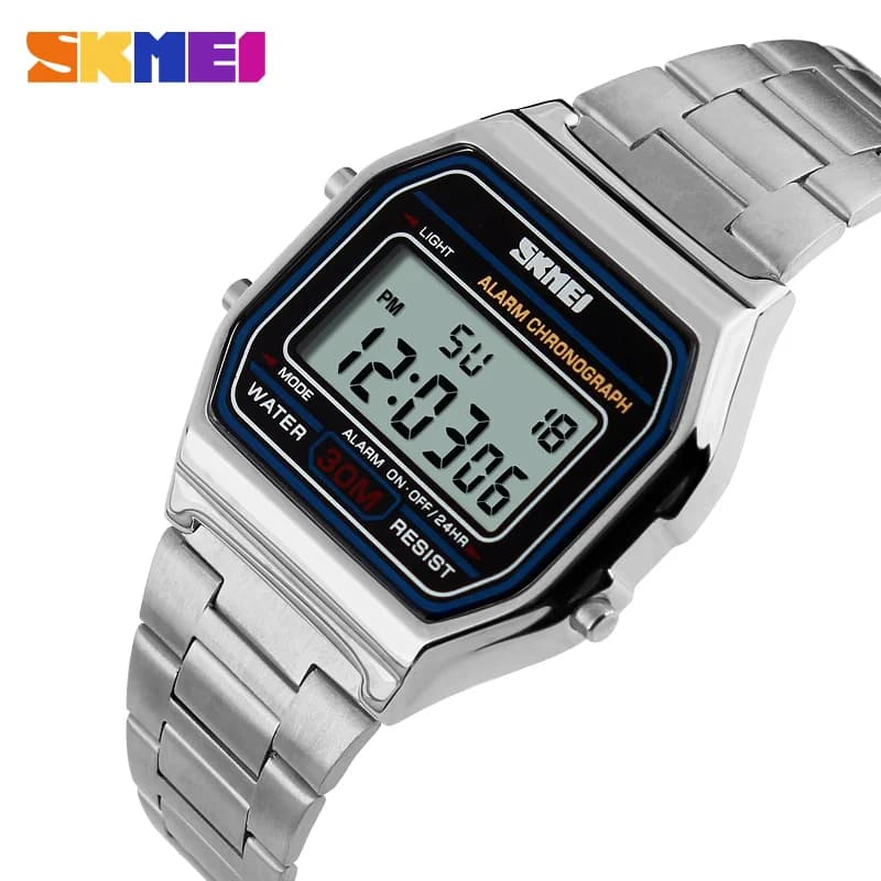 SKMEI 1123 3Bar Orologio digitale impermeabile reloj hombre per Casual Sport Moda Uomo Cinturino in acciaio inossidabile Display a LED Orologi