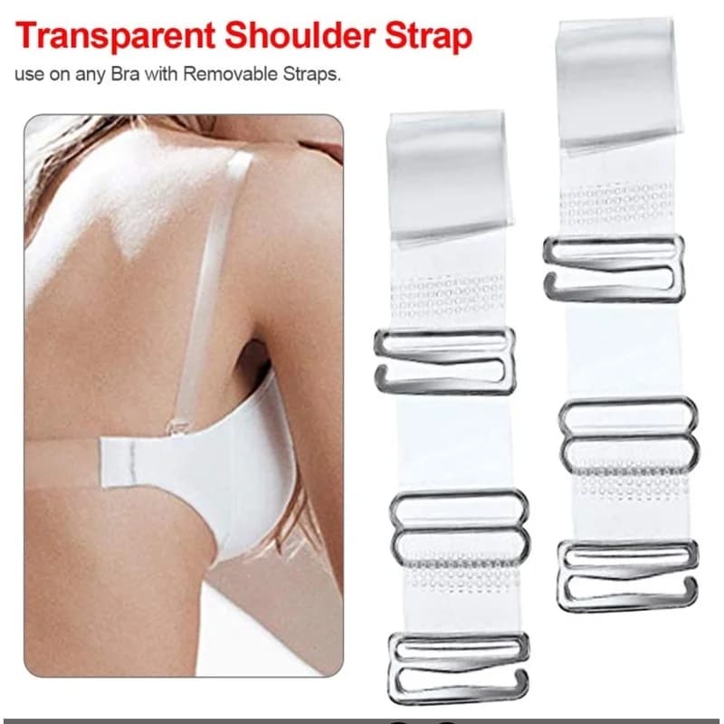 2 pezzi di spalline trasparenti per reggiseno, trasparenti, invisibili, staccabili, regolabili, in silicone, per cintura da donna, accessori intimi