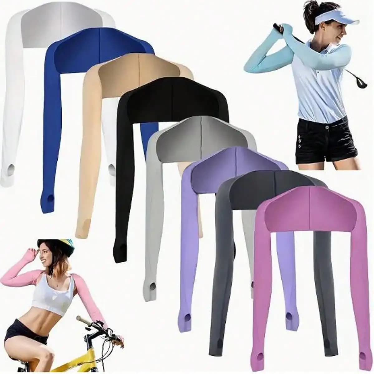 1 Pc Stylish And Breathable Sunshade Ice Silk Shawl Sleeves For Women, Suitable For Outdoor Sports And Golf,School Accessories W