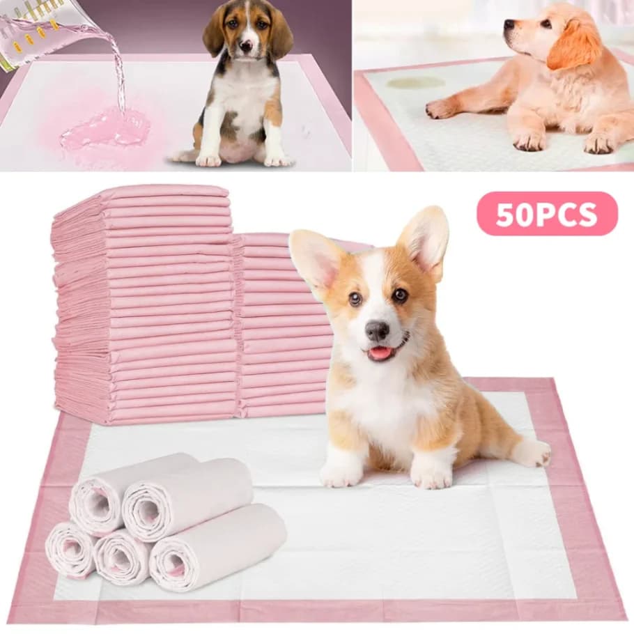 50 Pieces Animal Diapers 60*90cm 60*60cm Diapers for Use and Drop Cans Absorbent Mats for Puppies Drying Surface Rapid Bearing Clean Dog Accessories
