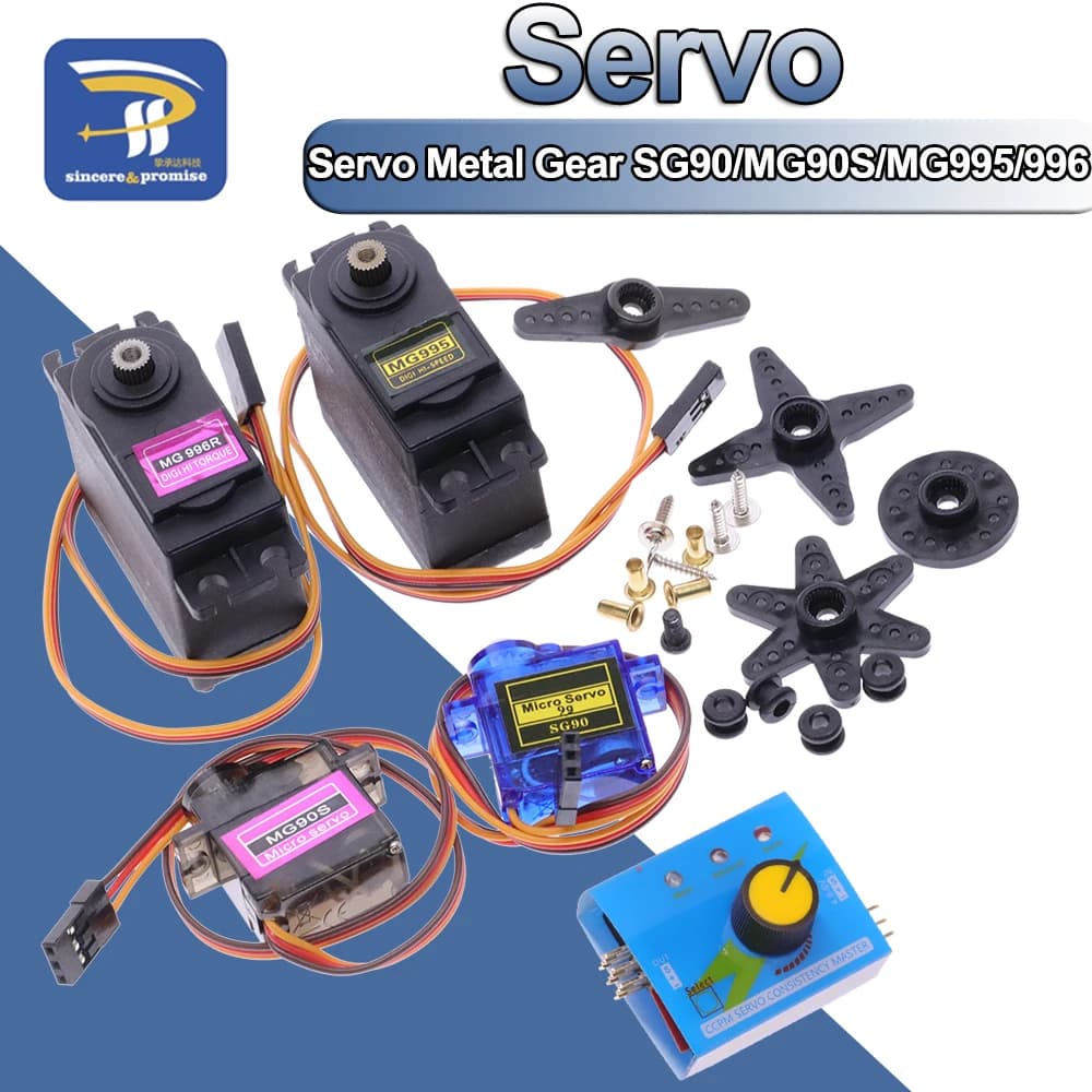 Servo Metal Gear per modello di elicottero barca per Arduino ESP32 giocattolo aereo ad ala fissa modelli di elicottero 90 180 360 SG90 MG90S
