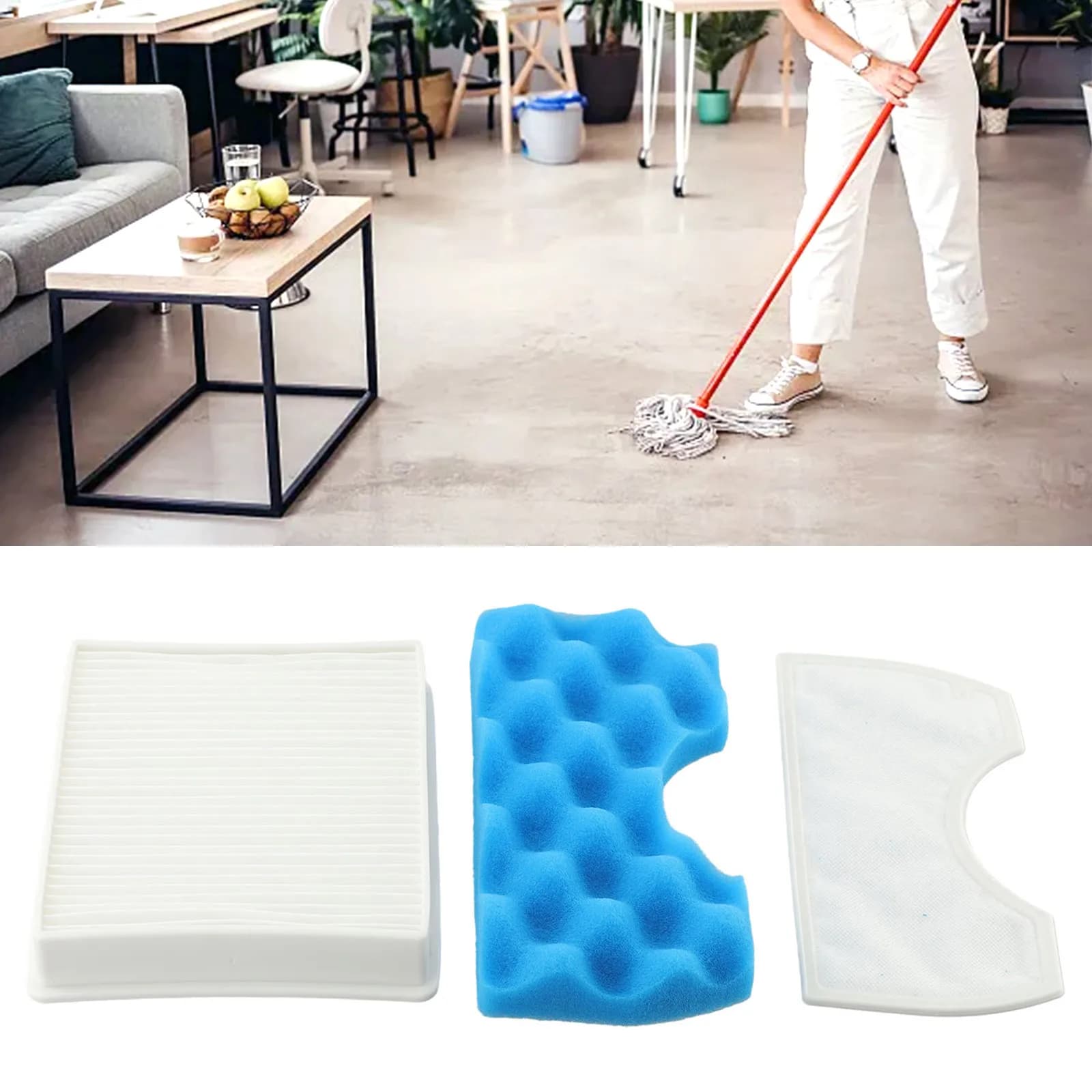 1 Set Blue Sponge Filter + 1 Set Dust Hepa Filter For Samsung DJ63-00669A SC43-47 SC4520 SC4740 VC-9625 VC-BM620 Vacuum Cleaner