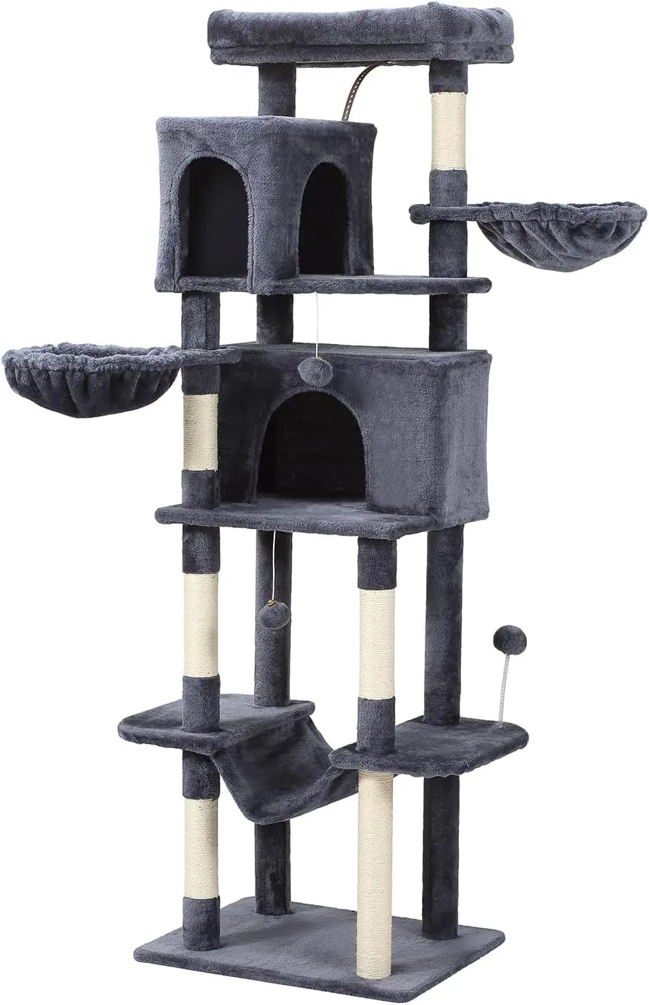 Indoor Use, Not Specified, Dark Gray, 70-Inch Large Cat Tree with Hammock and Condo