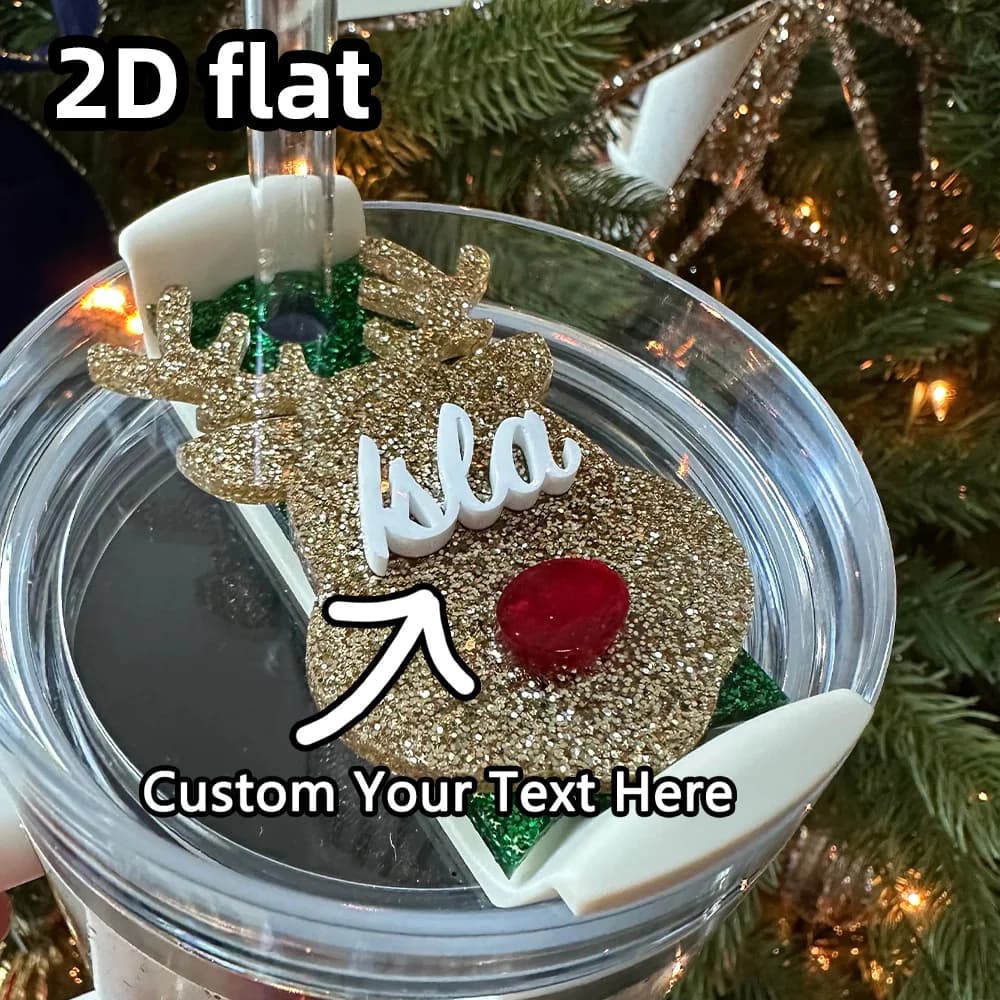 Targhetta personalizzata con tazza di renna | Divertente etichetta per tazza di Natale | Topper per coperchio per bicchiere natalizio | Regalo personalizzato per bicchieri da 20/40 once