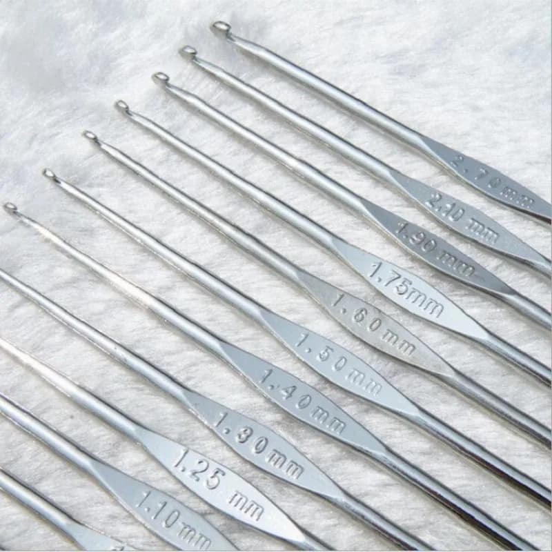 Metal Handle Crochet Mesh Ferries Set Small Size 0.6-1.9mm Needles for Crochet in Lace DIY for Tools for Weaving Yarn Spilles