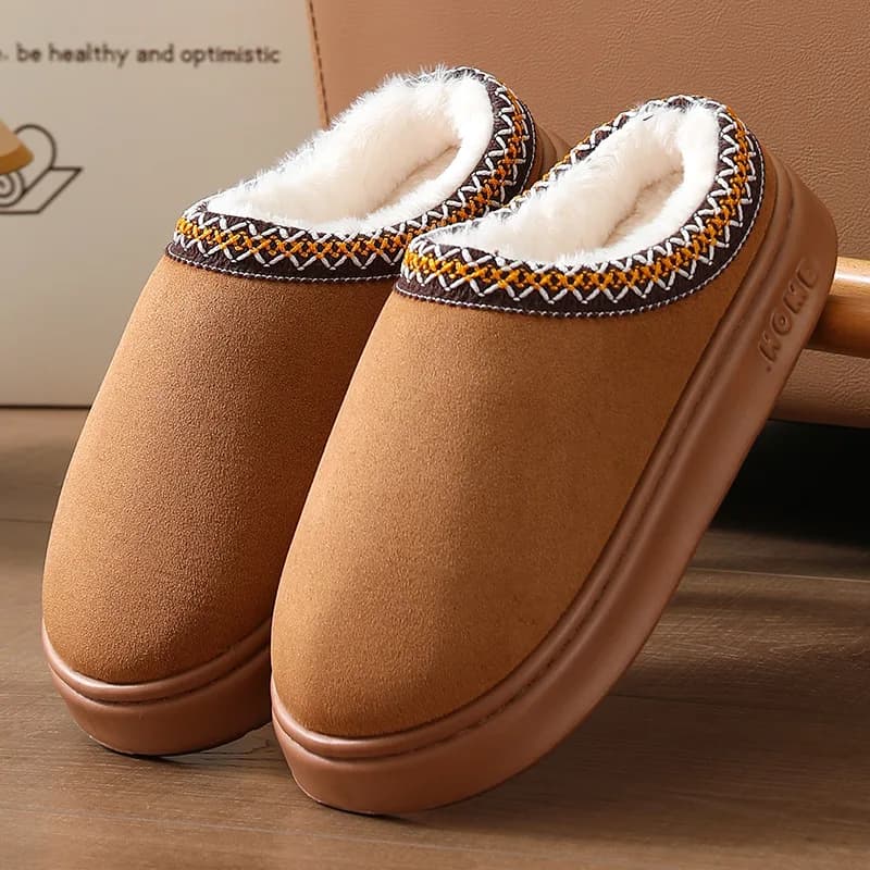 Women's Snow Boots - Outdoor Hot Shoes Anti-slip Comfort, Winter Slippers with Flat Simplified Sole Brown W