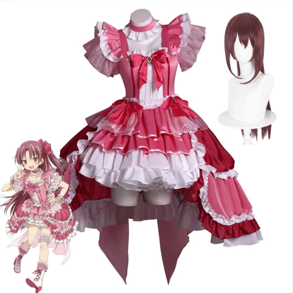 Sakura Kyoko Cosplay Costume by Puella Magi Madoka Magica, Idol Dress with Pink Balze skirt for Conventions and Shows