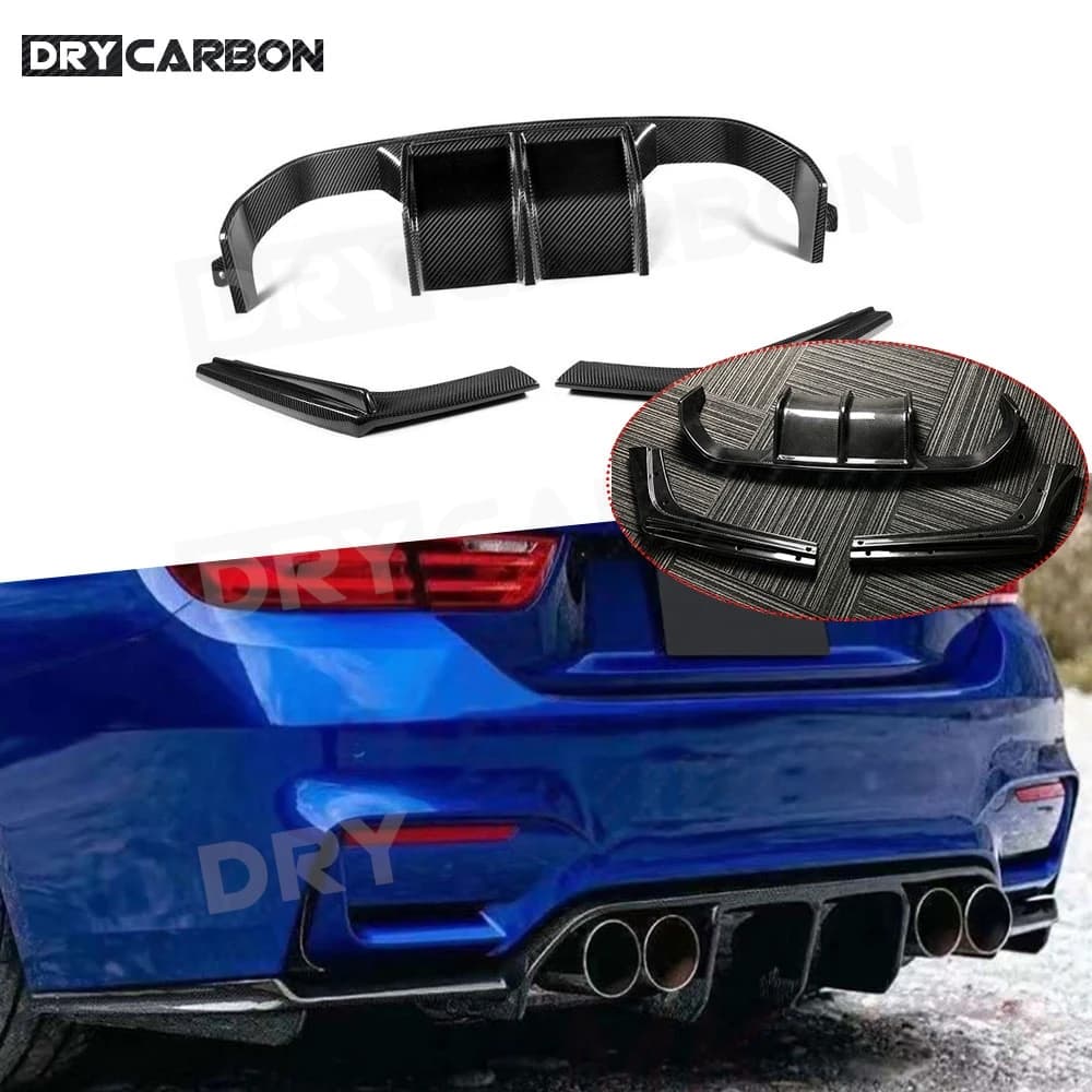 DRY CARBON Rear Bumper Diffuser Splitters for BMW F80 M3 F82 F83 M4 2014-2017 Car Styling Bumper Lip Splitters