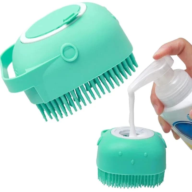 Spazzola per Shampoo per Cani 80ml 2.7oz, Spazzola da Bagno in Silicone Morbido, Massaggiatore per Gatti, Pettine per Doccia per Peli Corti e Lunghi D