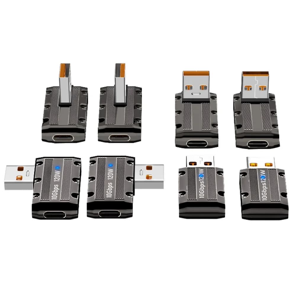 USB-A Male to Type-C Female Converter Data Sync and 120W QC PD Charger Adapter Connector USB3.1 Gen2 SuperSpeed USB 10Gbps