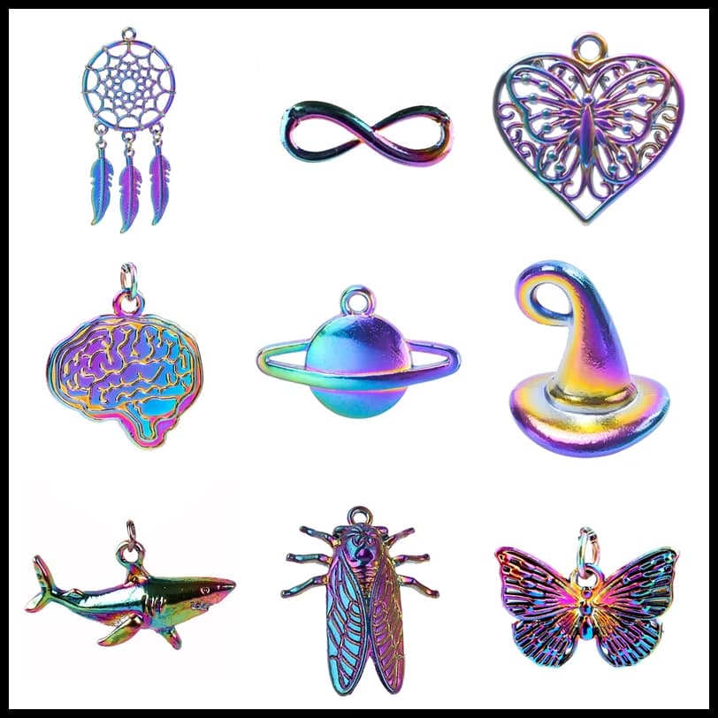 5Pcs Dreamcatcher Infinity Symbol Rainbow Color Charms Witch Hat Saturn Planet Love Butterfly Brain Fashion Pendant Diy Jewelry