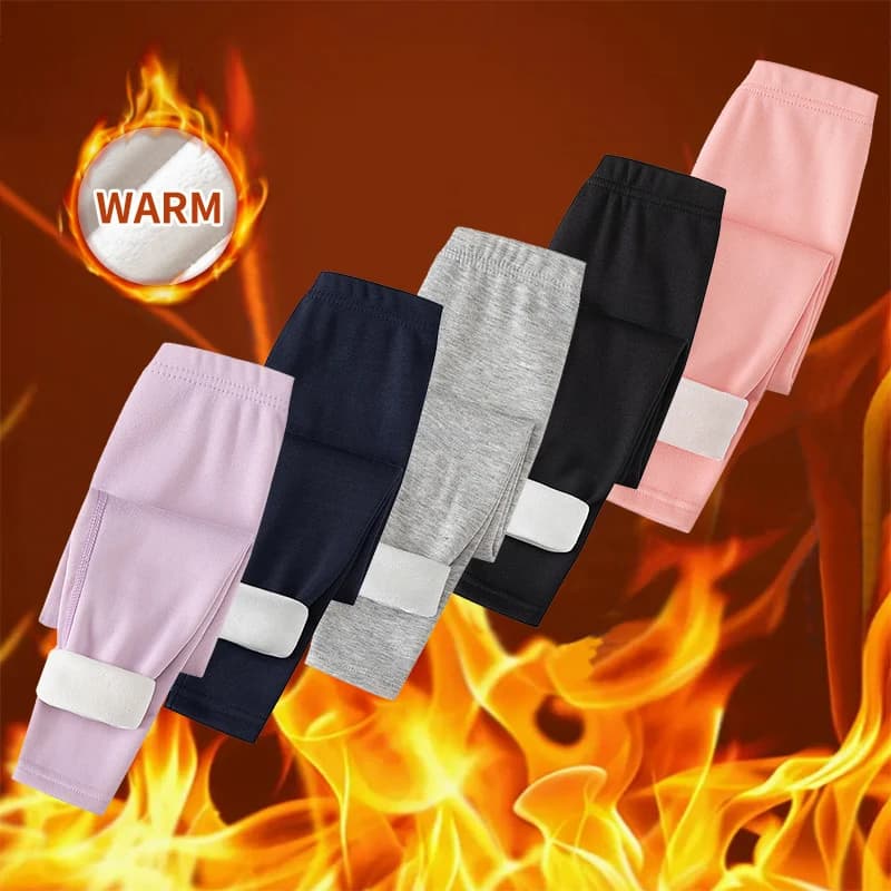 3/1 pezzo autunno e inverno bambini tinta unita con peluche e leggings caldi ispessiti pantaloni di sicurezza per ragazze pantaloni da casa per ragazzi