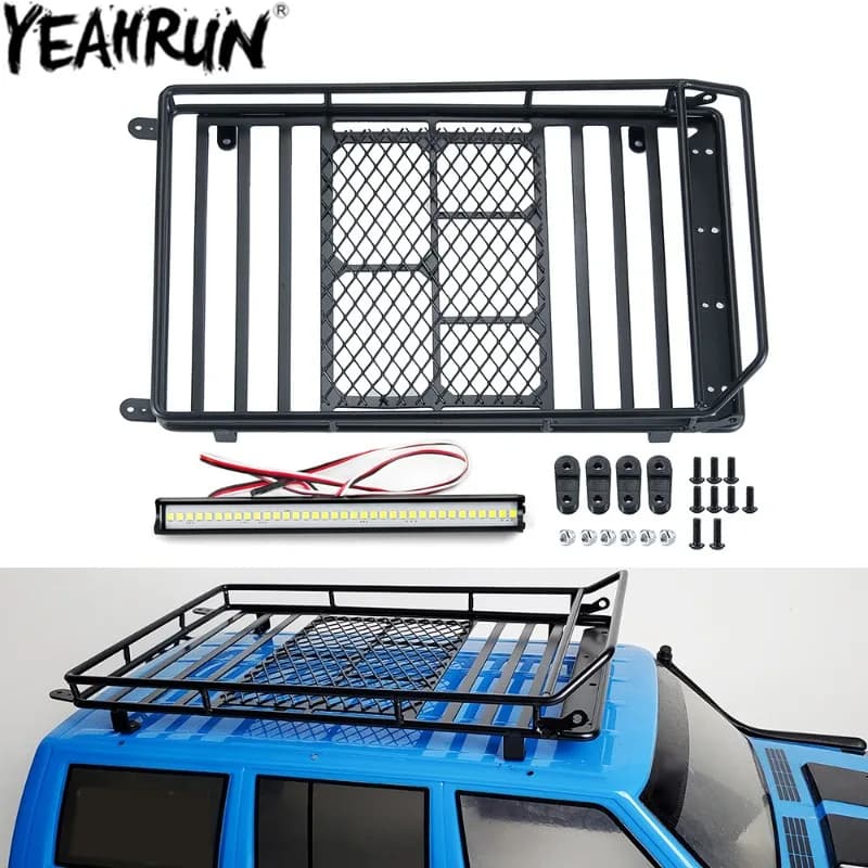 Portapacchi per Crawler RC in Scala 1/10, Portabagagli Universale per Camion RC, Cestello Portatutto da Tetto Senza Luci per Auto RC 1/10