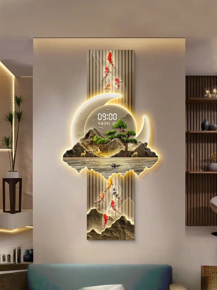 Luxury Design Wall Clock, Silent LED Wall Clock for Living Room, Home Decoration, LED Lighting