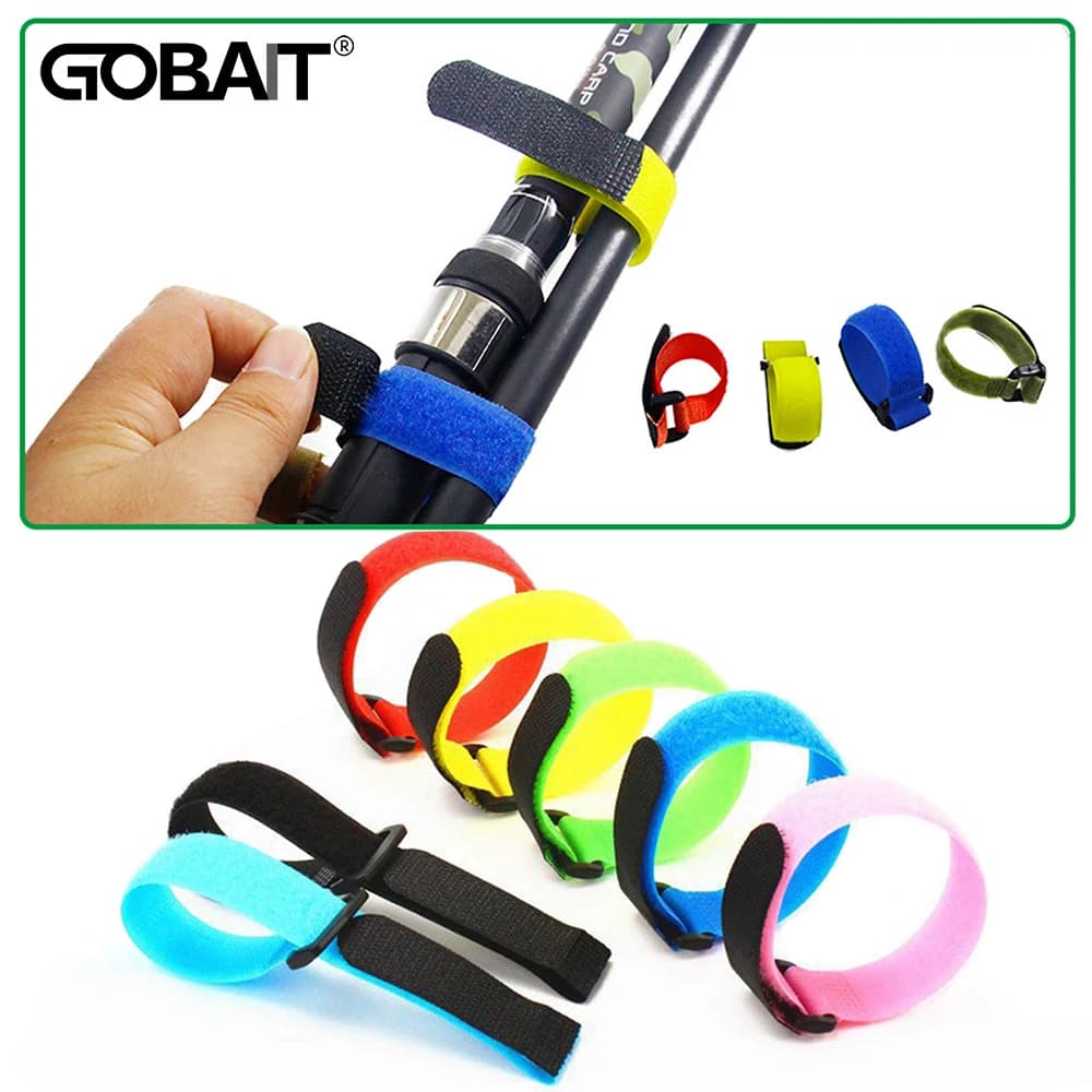 Adjustable cable color adjustable strap reusable fishing rod straps hook clasp belt ring ribbon magic wrap