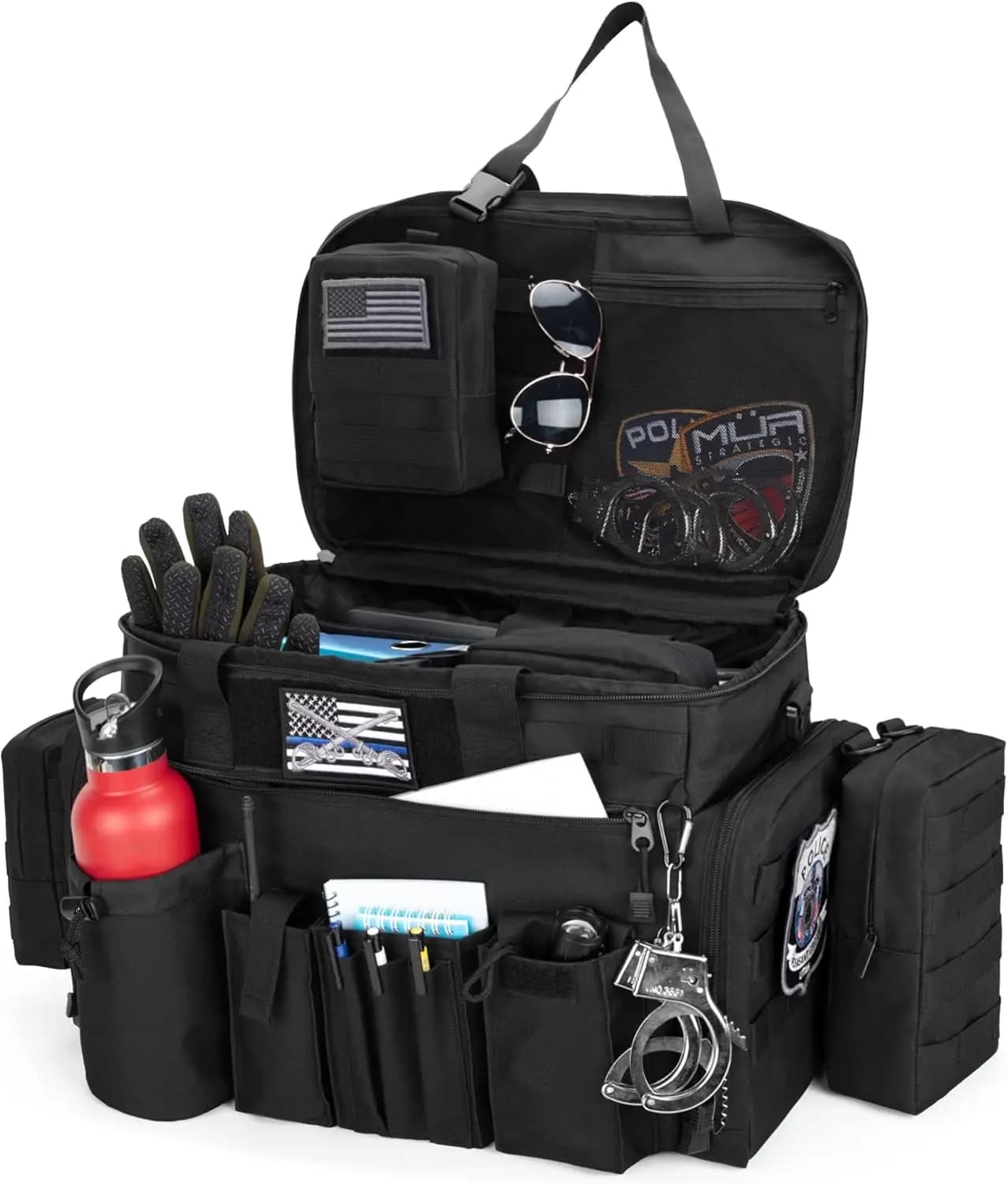 Borsa da Lavoro per Polizia con Scomparto per Laptop da 15.6'', Organizzatore per Auto Compatibile MOLLE per Pattuglie di Forze dell'Ordine