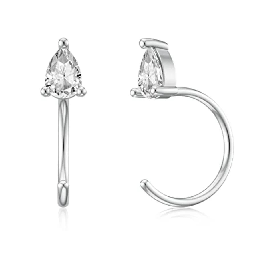 SEVENWELL 925 Sterling Silver Half Hoop Earrings for Women Tiny Open Huggie Cartilage Hoop Earring Hypoallergenic Minimalist Ev
