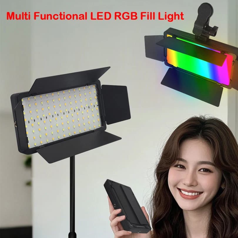 Kit lampada da studio fotografico per illuminazione di pannelli luminosi per fotografia a LED RGB Batteria incorporata con supporto per treppiede per riprese in streaming live