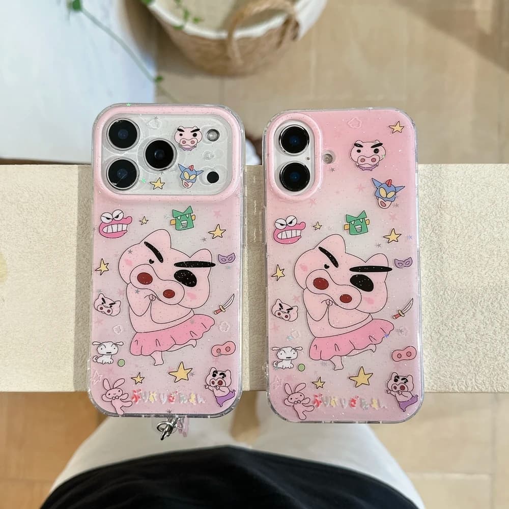 Cute Cartoon Japan Anime Crayon Shin chan Buriburizaemon Phone Case For iPhone 17 16 15 14 13 Pro Max Shockproof Hard Cover