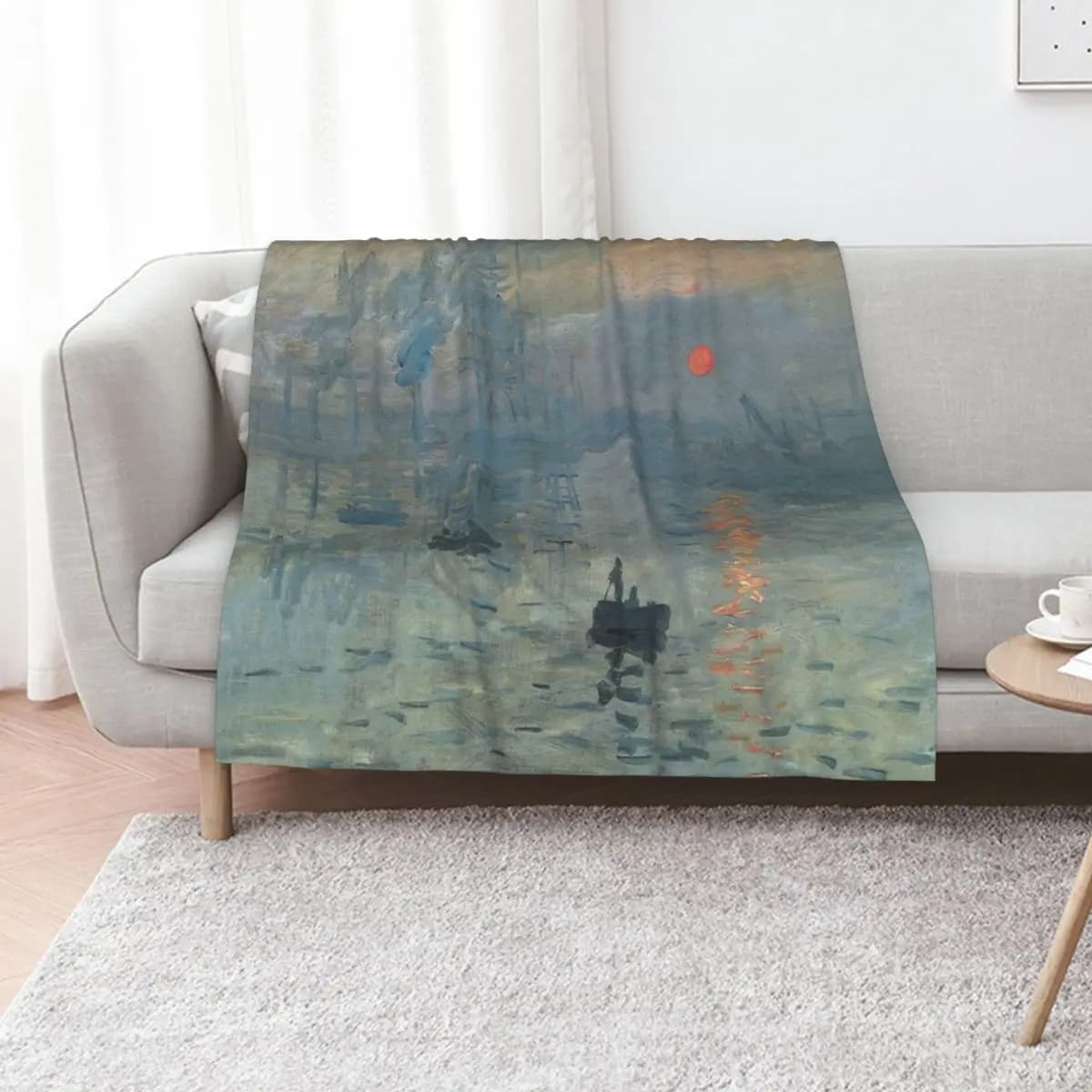 Monet Impression Sunrise Fine Art Throw Blanket Shaggy for sofa Soft Comforter Soft Plaid Sleeping Bag Blankets