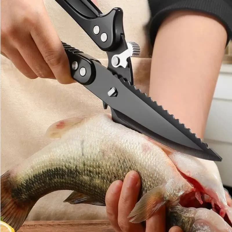 Forbici da cucina Forbici per ossa di pollo resistenti in acciaio inossidabile al titanio nero Forbici per ossa d'oca di anatra di pollo per uso domestico