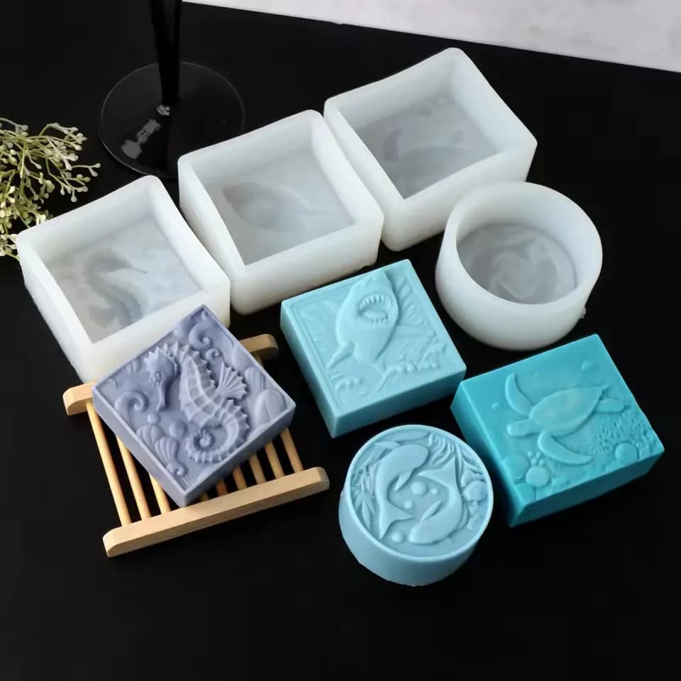 3D Seahorse Silicone Soap Mold DIY Sea Turtle Shark Animal Candle Resin Making Tools Handmade Aroma Soap Mold Home Decor Gifts