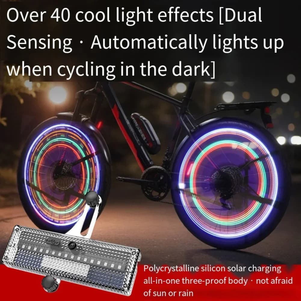1 Pz Luce per raggi per bici 15x13x3 cm Lampada per raggi anteriori posteriori con 16 luci a LED ultraluminose per accessori per luci con sensore per giro notturno