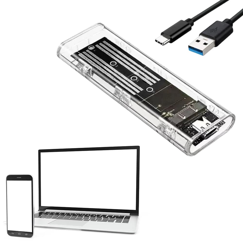 Box per Disco Rigido M.2 NGFF SATA Tipo C USB 3.1 10Gbps Custodia Esterna Trasparente per SSD Compatibile con 2230/2242/2260/2280