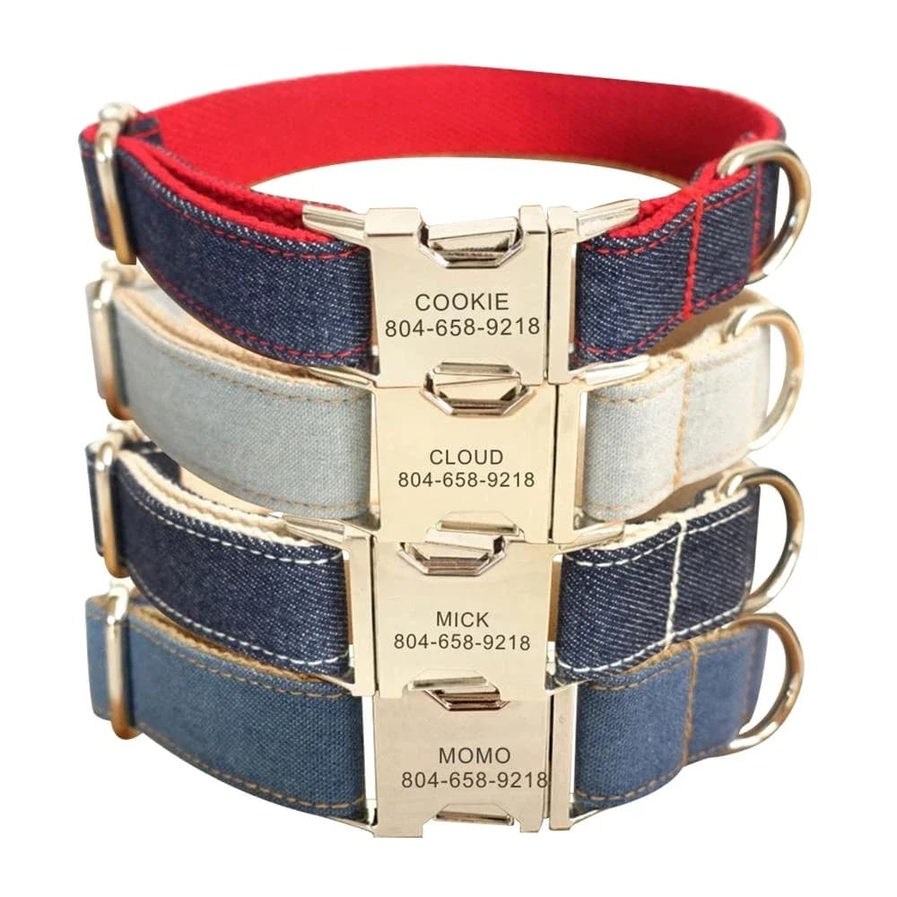 Collare per cani personalizzato Collari per animali domestici personalizzati Incisione gratuita Targhetta identificativa Tag Accessorio per animali Guinzaglio collare per cuccioli multi Jean