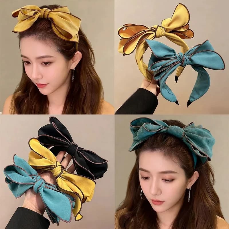 Korean-Style Multi-Layer Bow Headband for Women Oversized High-Crown Versatile Fabric Hairband Elegant Hair Accessory Hairclip