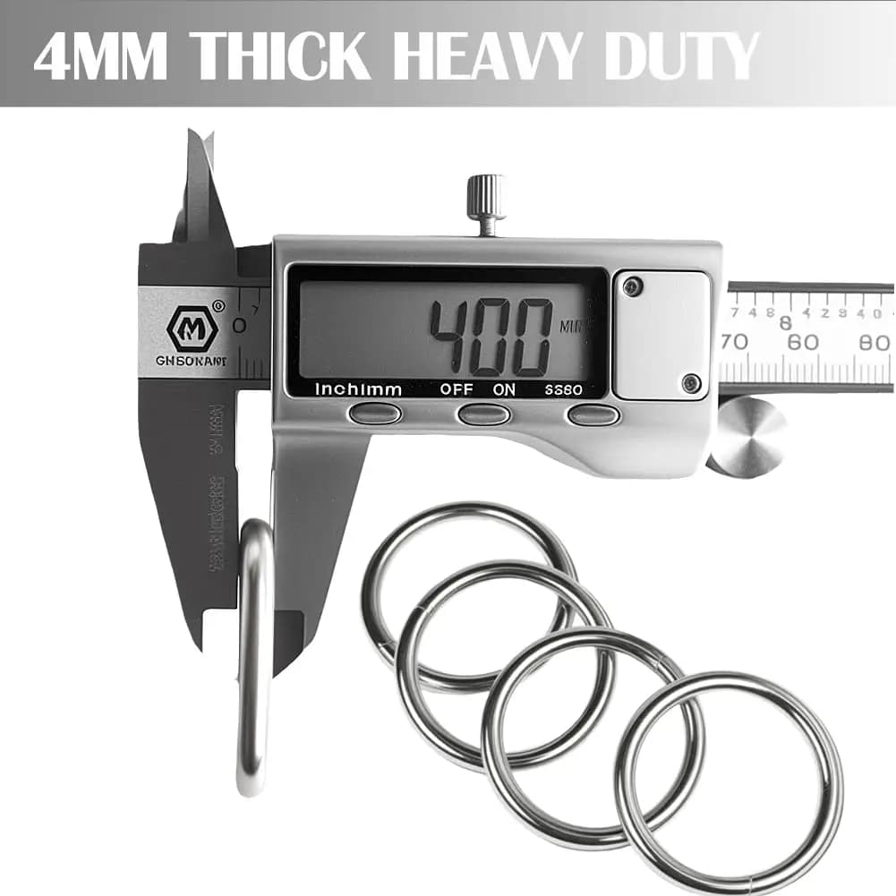 1-1/2 inch Metal O Ring Stainless Steel Round Rings Buckle Solid Welded O-Ring for Camping Dog Collar Hanging Strap Sling Sewing