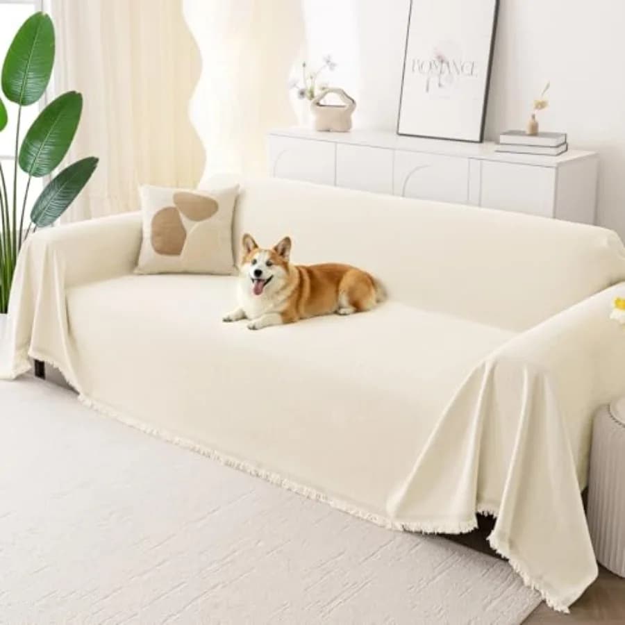 Couch Cover for Dogs, Washable Chenille Sofa Covers for 3 Cushion Couch, Soft Sofa Slipcover for Pets, Thick Sectional Furnitur