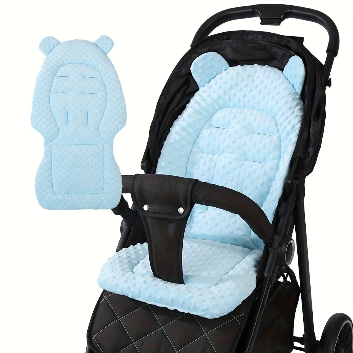 1pc Soft Plush Stroller Mat, Breathable Polyester Baby Seat Cover, Fits Most Prams, Warm Comfortable Stroller Accessory