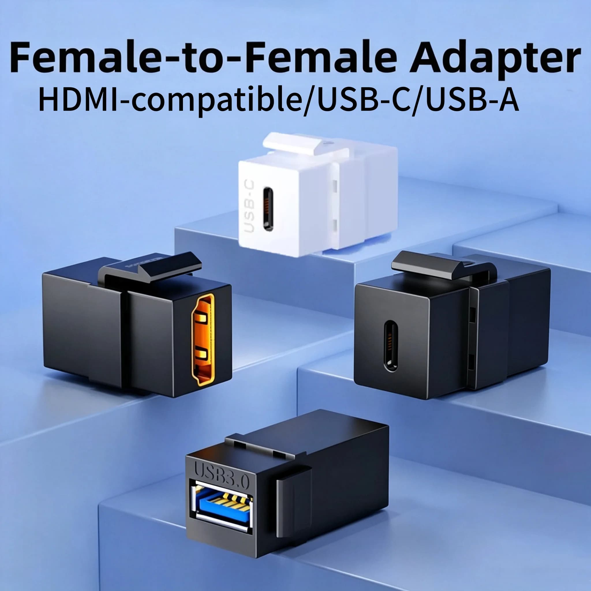 Adattatore jack Keystone femmina-femmina USB 3.0, tipo C, RJ45, connettori a scatto compatibili con HDMI 4K per pannello piastra a muro ​
