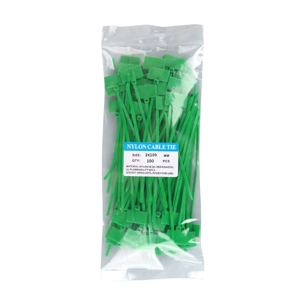 100pcs Fasteners Set Easy Mark Cable Ties Nylon Material Plastic Label Nylon Ties Colorful Style Strapping Tape Number Plate