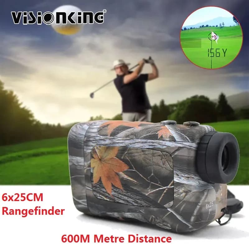 Telemetro Laser Visionking Golf 6x25 con Misurazione della Distanza fino a 600M, Funzione Flag-Lock, per Caccia e Rilevamenti all'Aperto, Telescopio LCD