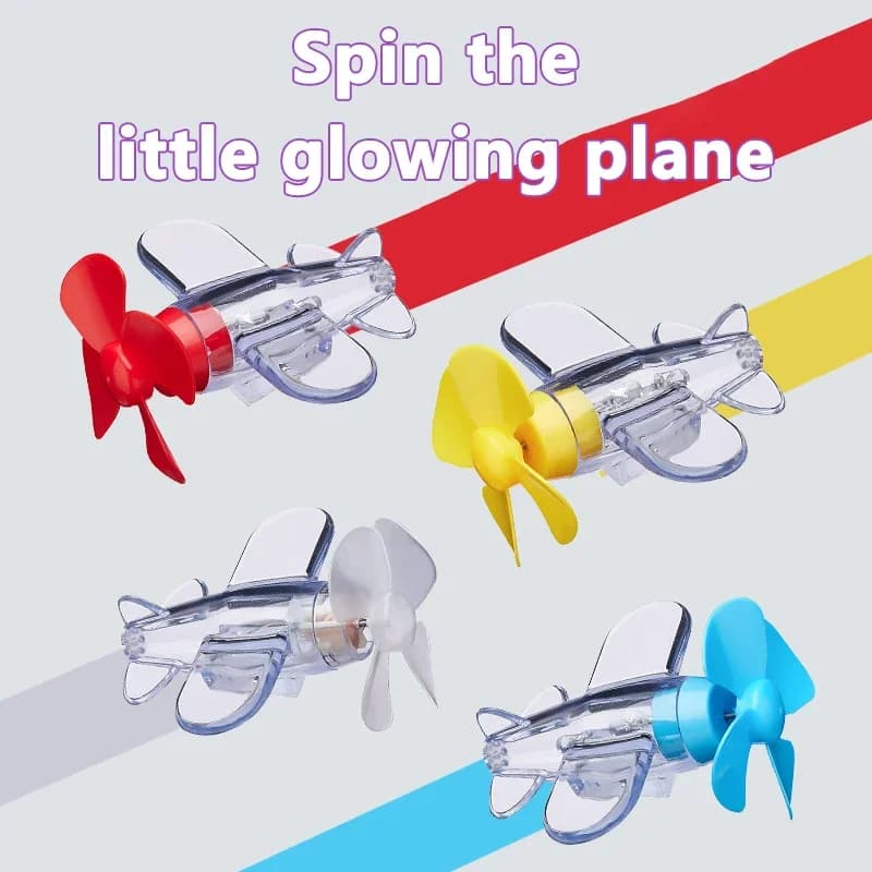 Ornamento LED a Forma di Aeroplano Alimentato a Vento per Manubrio di Moto e Specchietto Retrovisore Auto, Luci LED Rotanti per Decorazione Notturna