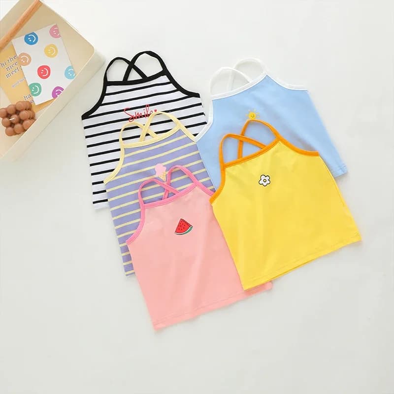 Vestiti estivi per bambini Neonate Cartoon Canotta carina Bambini Coreano Gilet casual Dolce bella T-shirt 2024 Costume da bambina