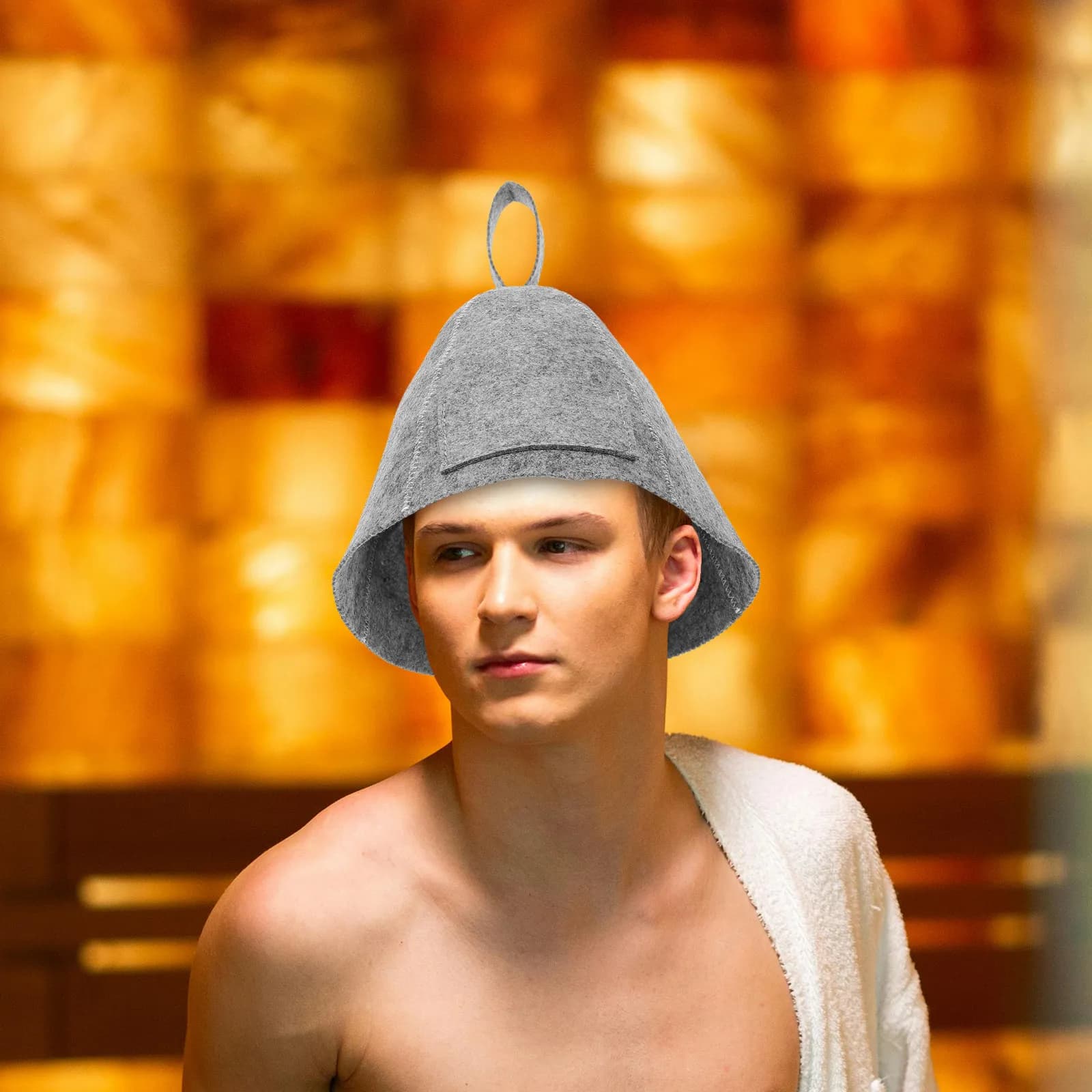 2Pcs Sauna Hat Felt Gray Beige Hair Scalp Protection Cap Unisex Russian Bath Steam Room Spa Headwear Hair Steamer Cap