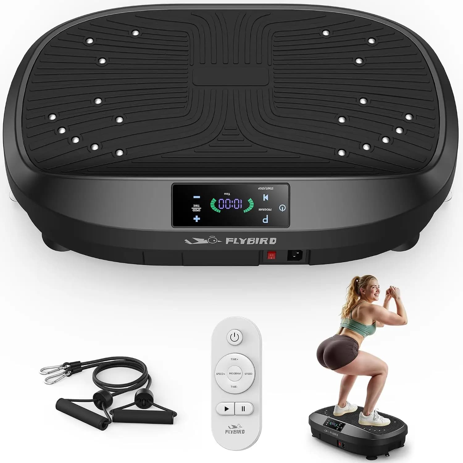 Vibration Plate Exercise Machine for Lymphatic Drainage, Adjustable Levels Full Body Workout, Curved Plate with Powerful Motor for Weight Loss Fat Burner, Home Fitness Equipment