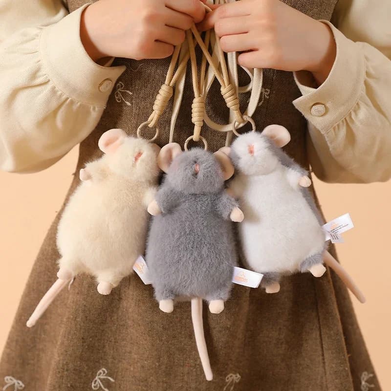 Peluche di Topo Carino, Morbido e Peloso, Grigio, Bambola di Peluche di Ratto Fantasia, Topo Kawaii, Ciondolo per Borsa, Decorazione per la Casa, Regalo di Compleanno
