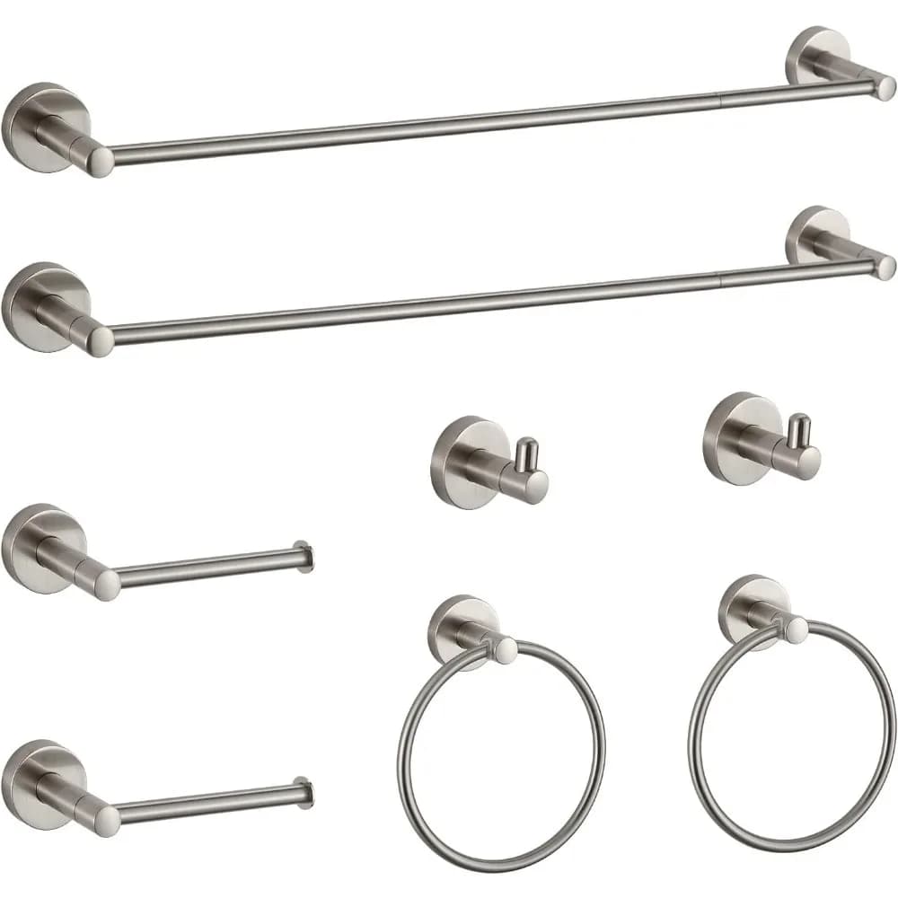 Set di accessori da bagno in nichel spazzolato con portasciugamani, hardware da 8 pezzi per bagni moderni