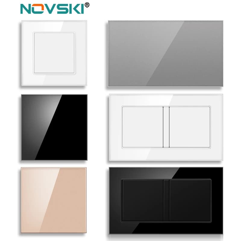 Piastra di copertura vuota con piastra di ferro di installazione 86mm * 86mm/146 * 86mm pannello in vetro nero e bianco oro grigio argento