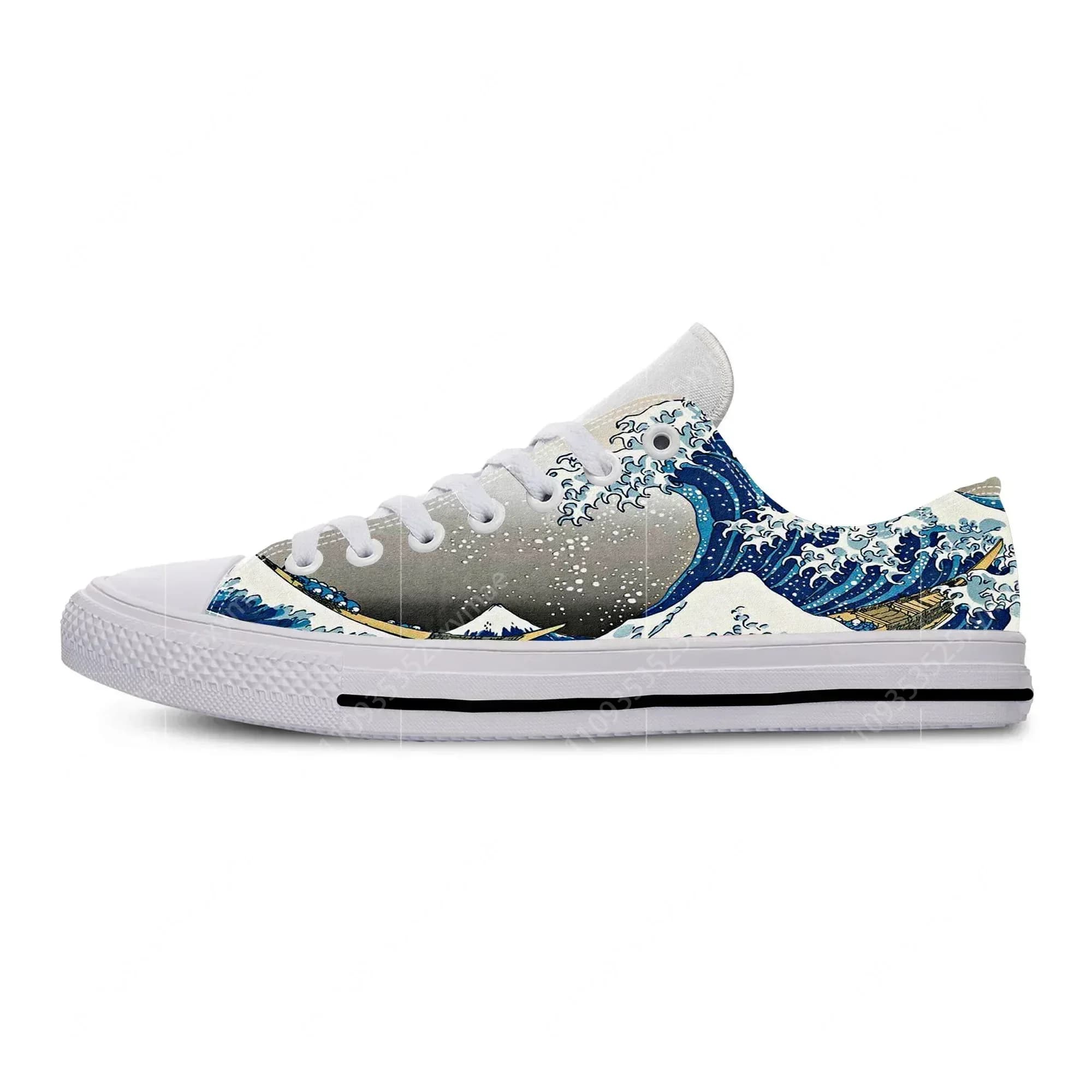 Hokusais The Great Low Top Sneakers Scarpe casual da uomo, da donna, per adolescenti, scarpe da corsa in tela, scarpe leggere e traspiranti con stampa 3D