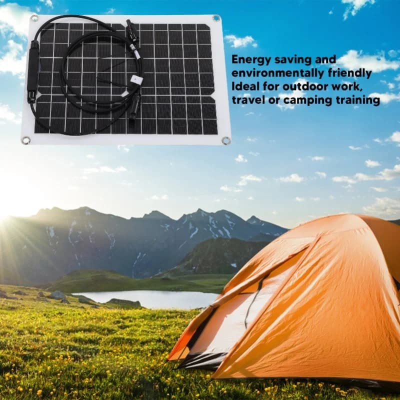 Pannello Solare Flessibile Monocristallino, Componenti per Sistema Fotovoltaico 15W 12V, Caricabatterie Portatile per Campeggio, Casa, Camper