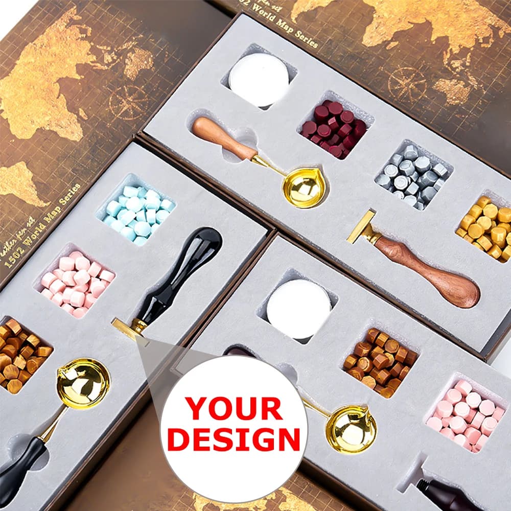 Wax Seal Stamp Set Custom Logo Design Detachable Wax Seal Brass Stamp Spoon Sealing Beads for Envelope Wedding Packaging Decor