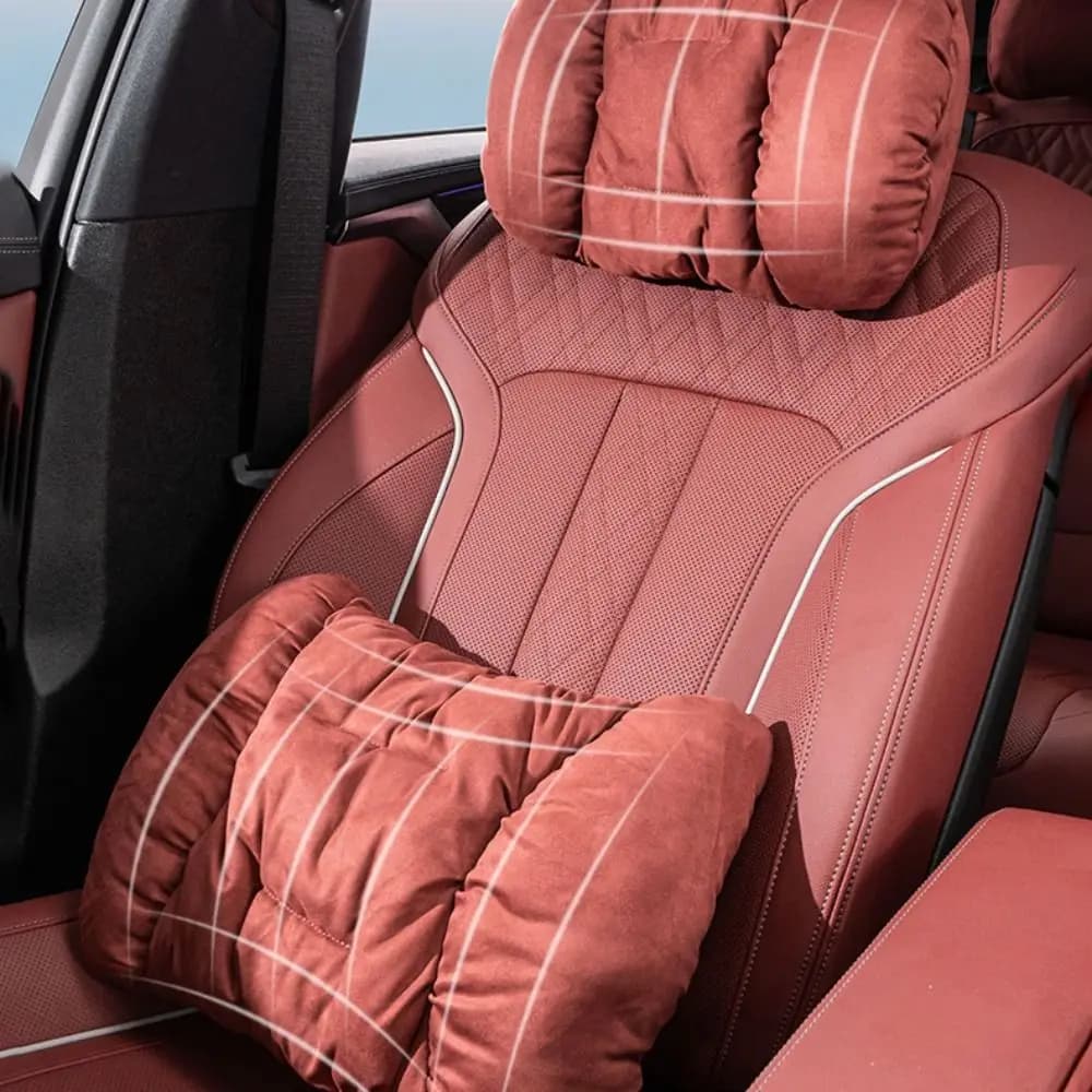 Calore regolabile Cuscino poggiatesta per seggiolino auto Comfort Morbido poggiatesta per auto in peluche invernale Cuscino lombare in pelle scamosciata universale Supporto conducente