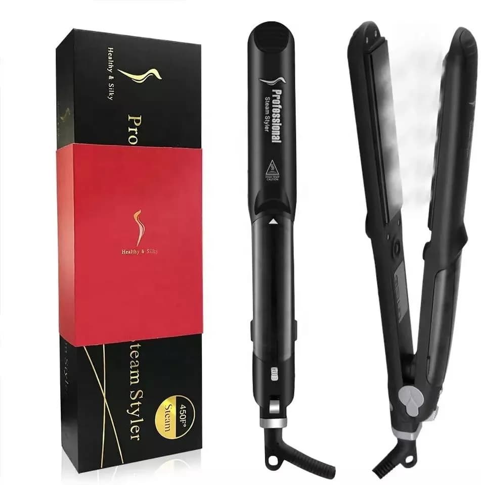 Piastra a Vapore 2 in 1 per Arricciare e Lisciare, Piastra Professionale a Vapore per Capelli, Styler da Salone con Tormalina